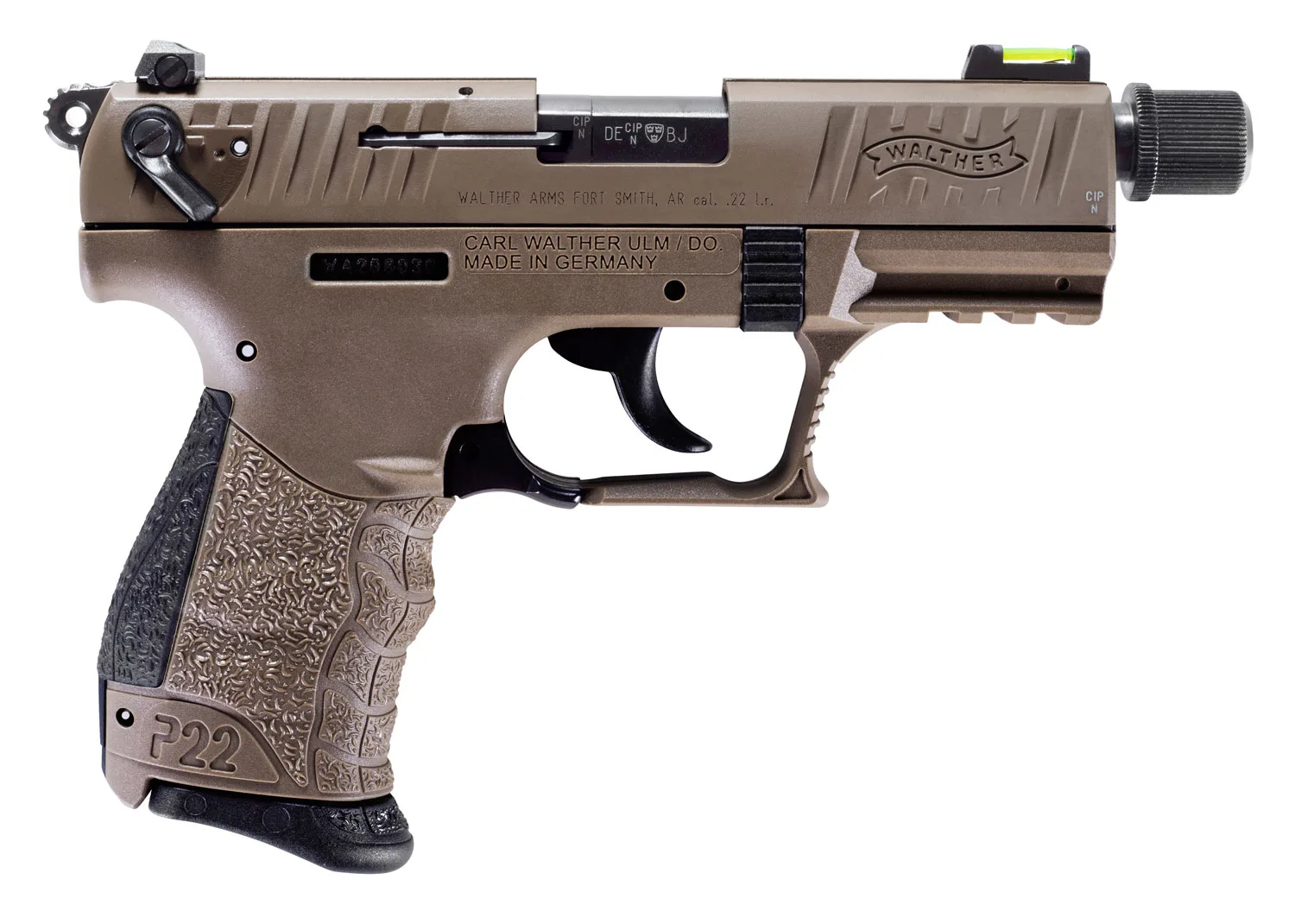 Walther Arms P22Q Tact 22LR Full FDE 3.4" # Threaded Barrel
