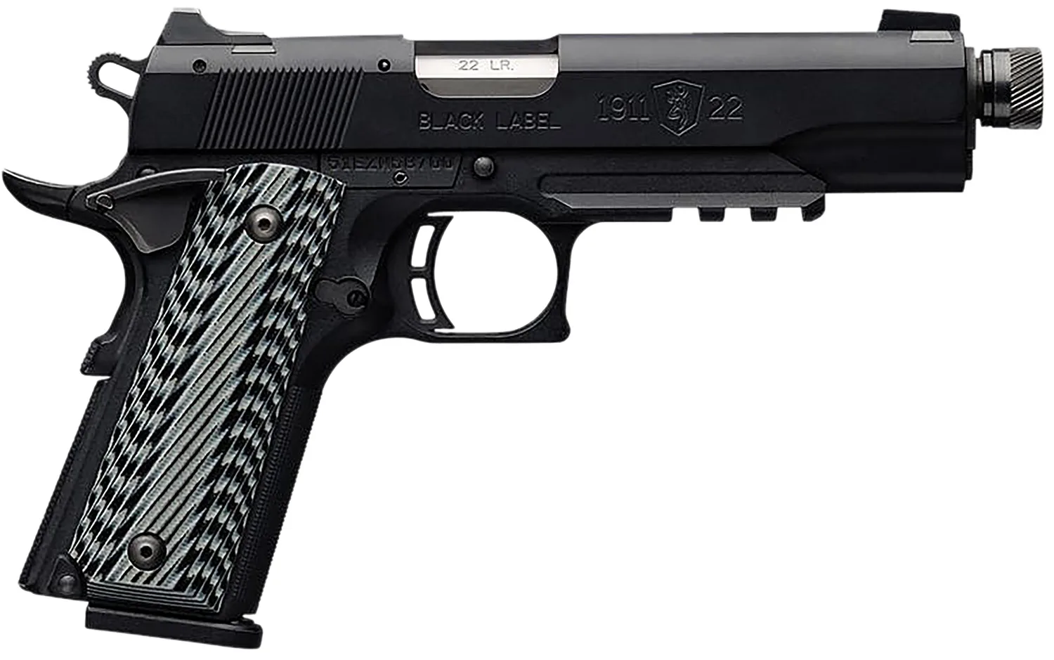Browning 1911-22 A1 BK LBL 22LR 4.3" TB 1/2-28 TPI | 10+1