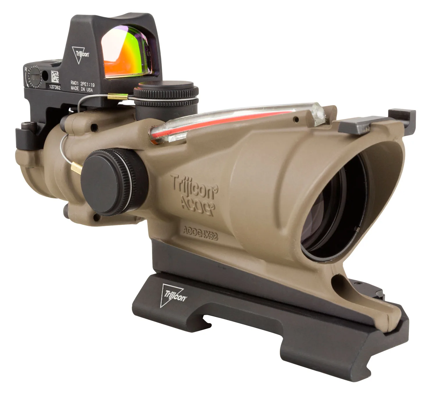 Trijicon Acog w/RMR Sight Acog 4X32 Ecos FDE 5.56MM RMR