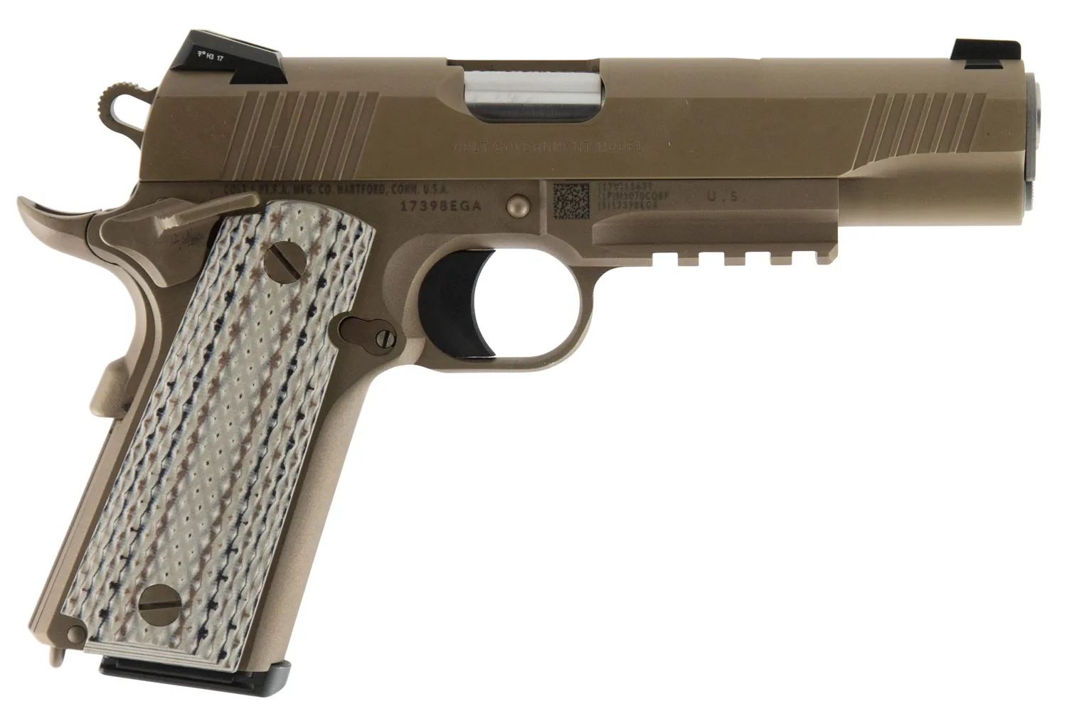 Colt CMC Marine Pistol M45A1 45ACP Brown 5" NS Rail G10