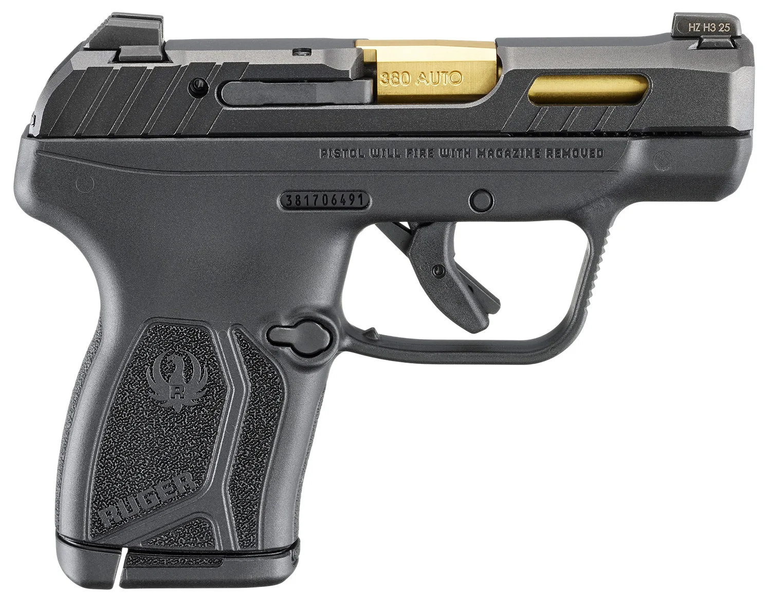 Ruger LCP MAX 380ACP BLK/Gold MS