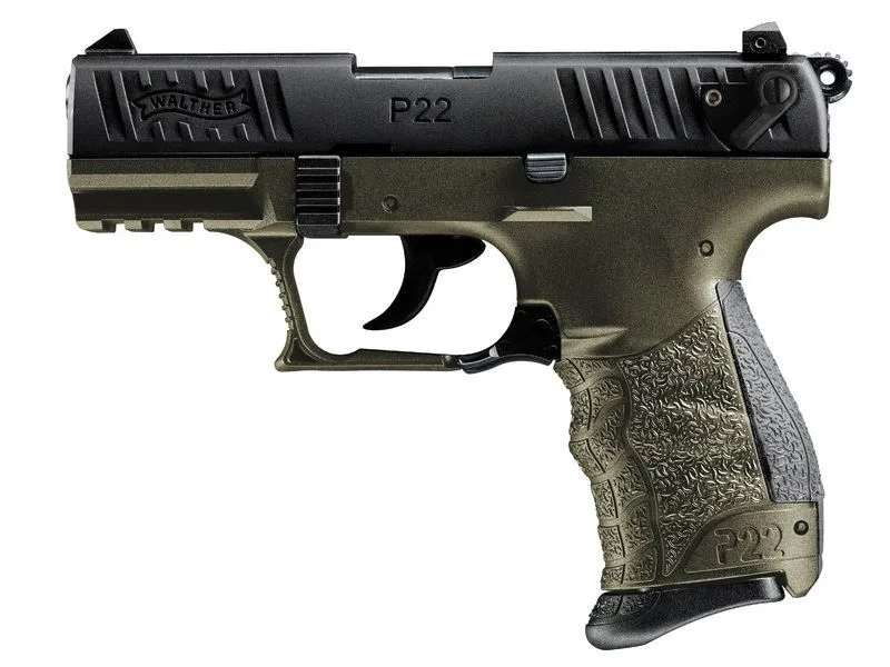 Walther Arms P22Q Military 22LR 10+1 3.4" Black Slide/OD