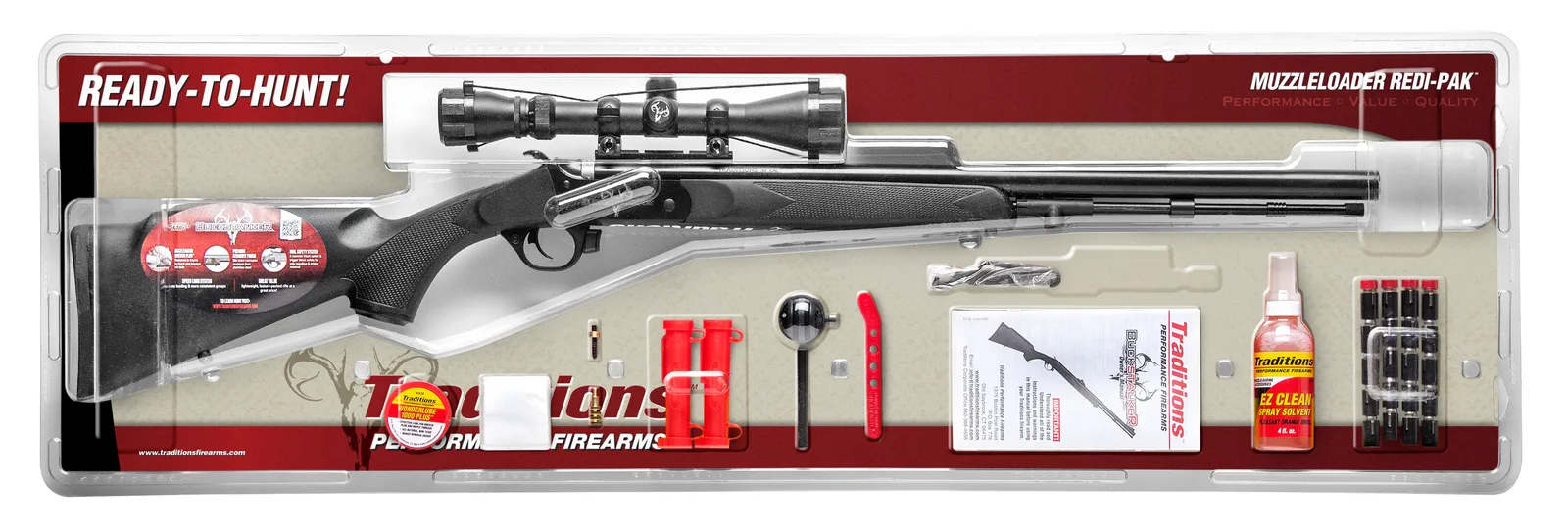 Traditions Buckstalker XT 50CAL BLK PKG 3-9X40 Scope Package
