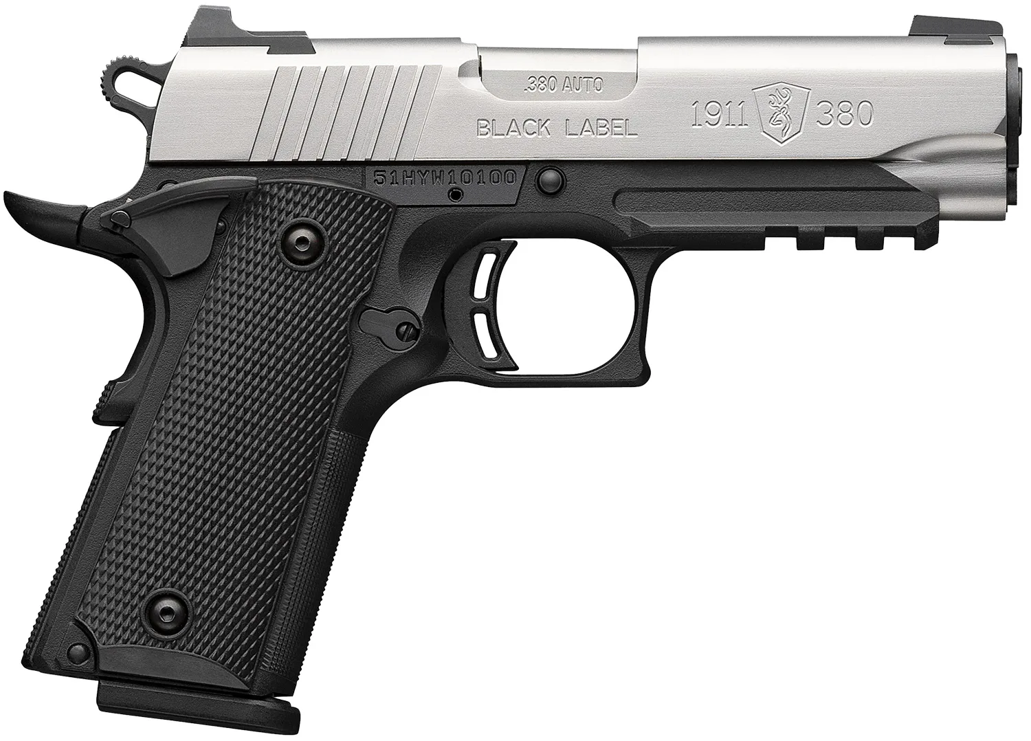 Browning 1911-380 Black Label 1911-380 380ACP SS 3.6" RAIL#