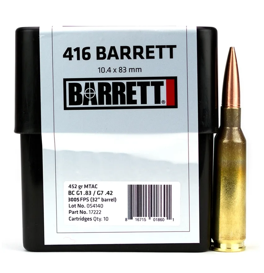 Barrett Firearms Mtac Ammo 416BAR 452GR Mtac 10RD